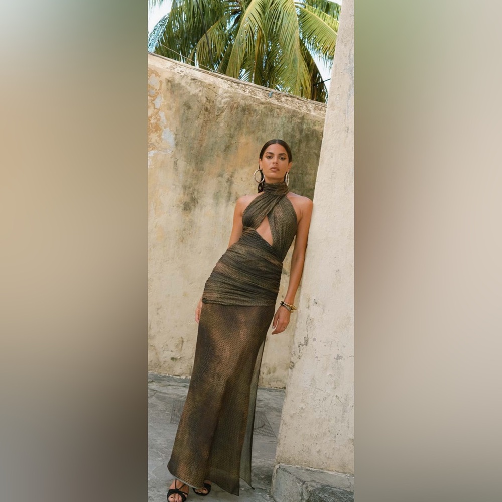 Cairo Maxi Dress in Basilisk Beige Jersey